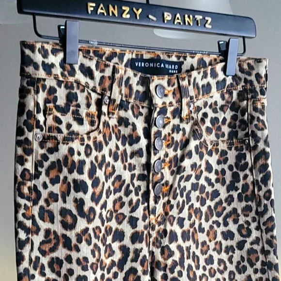 Veronica Beard Debbie Skinny Jeans 10" High Rise Leopard - Picture 6 of 14
